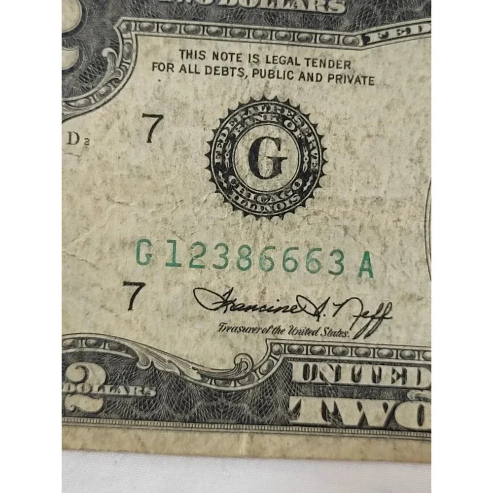 Rare 1976 $2 TWO DOLLAR BILL  G 123 Triple 6's  666 - Picture 5 of 8